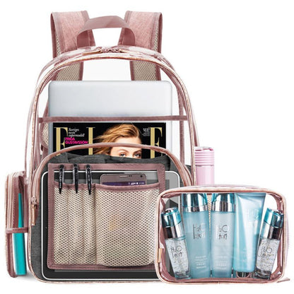 2 in 1 Clear Backpack with Cosmetic Bag Pouch