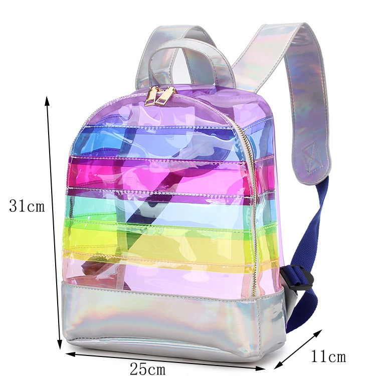 Clear Backpack Rainbow Stripe Bags