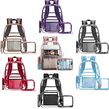 2 in 1 Clear Backpack with Cosmetic Bag Pouch